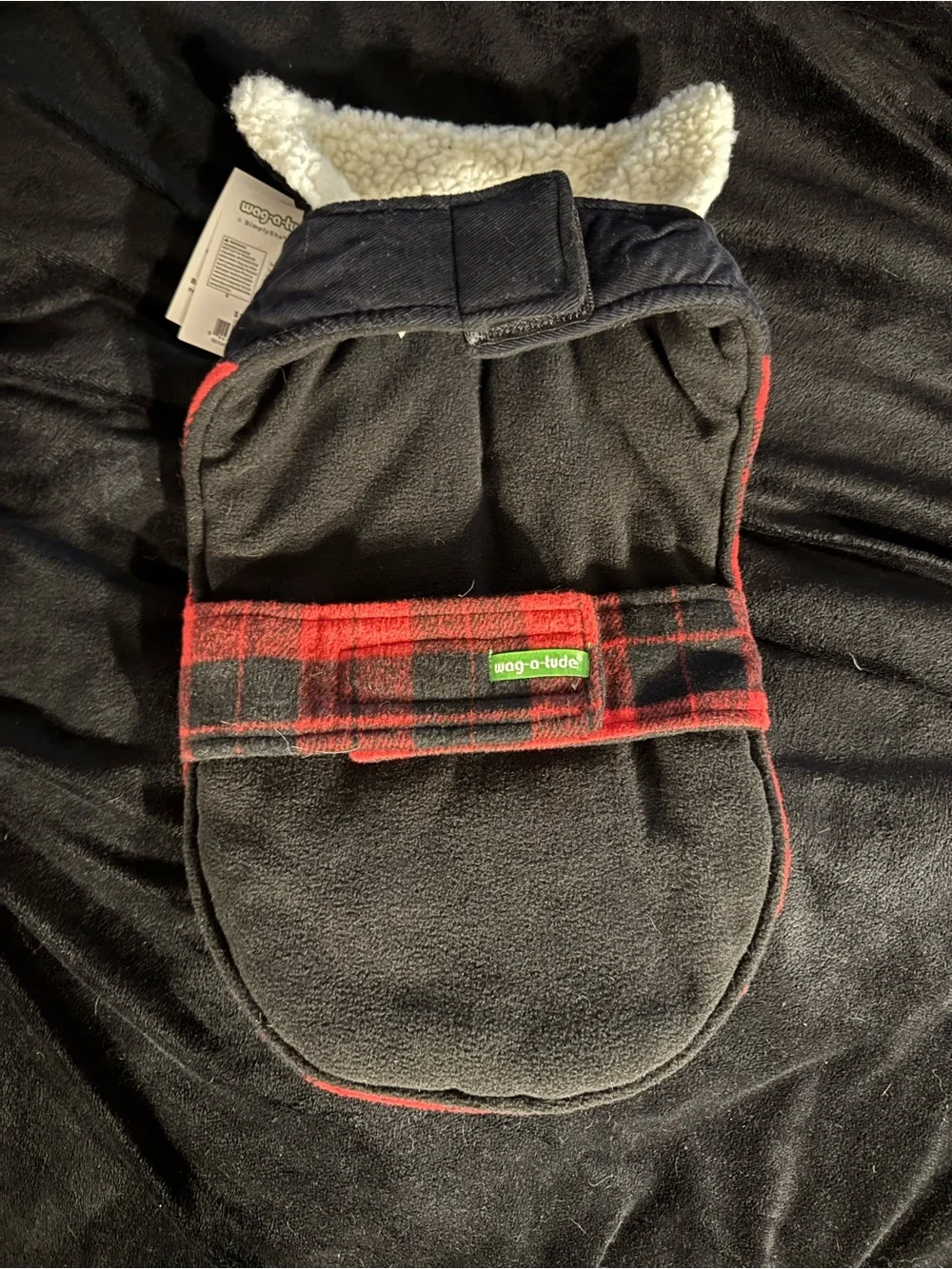 Wag-A-Tude Red & Black Plaid Dog Coat with Hood For Smaller Dog